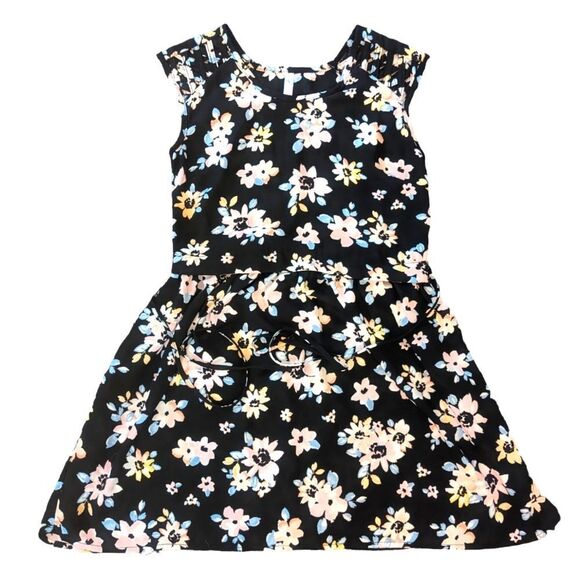 🛍️Black & Floral Size XS Short Sleeved Dress - Picture 1 of 5